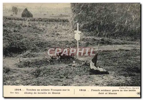Cartes postales Militaria Tombes de soldats francais sur le champ de bataille de Meaux