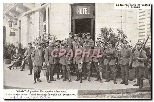Cartes postales Militaria Saint Die pendant l&#39occupation allemande L&#39etat major devant l&#39hotel Terminus