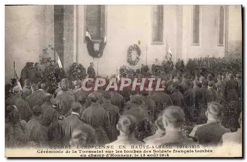 Cartes postales Militaria Haute Alsace Ceremonie de la Toussaint sur les tombes des soldats francais tombes au c