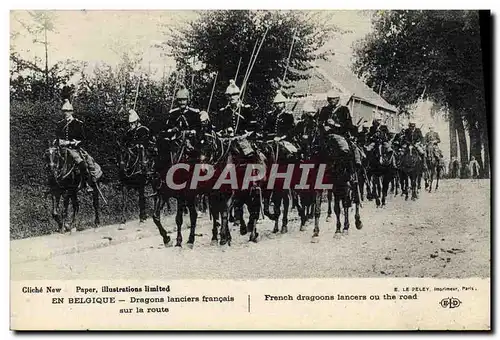 Cartes postales Militaria En Belgique Dragons lanciers francais sur la route