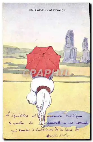 Ansichtskarte AK Fantaisie Illustrateur The colossus of Memnon Ane Mule Egypt Egypte