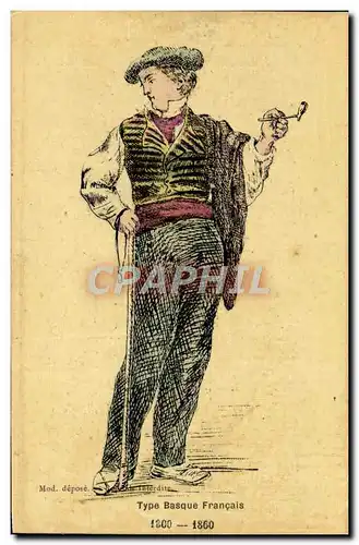 Cartes postales Folklore Type basque francais 1800 1860 (carte toilee)