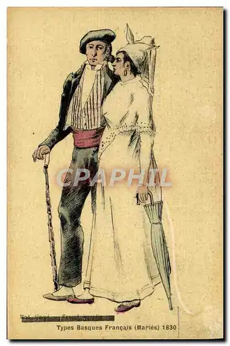 Ansichtskarte AK Folklore Types basques francais 1830 Maries Mariage (carte toilee)