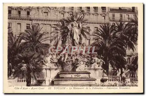 Cartes postales Toulon Le monument de la federation