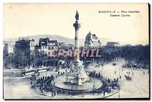 Ansichtskarte AK Marseille Place Castellane Fontaine Cantini Tramway