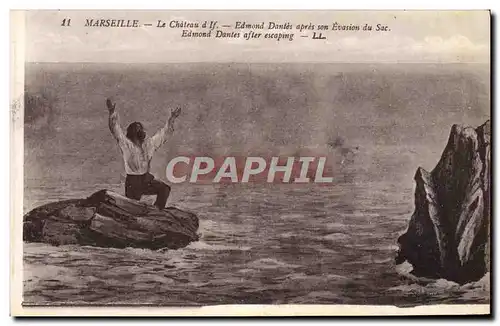 Cartes postales Marseille Le Chateau d&#39If Edmond Dantes apres son evasion du Sac