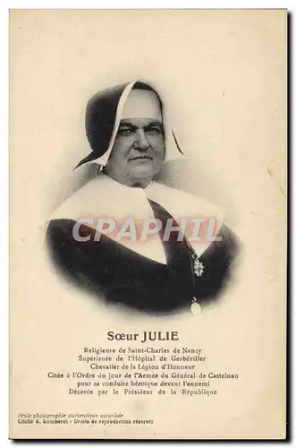 Cartes postales Soeur Julie religieuse de Saint Charles de Nancy Superieure de l'hopital de Gerbeviller