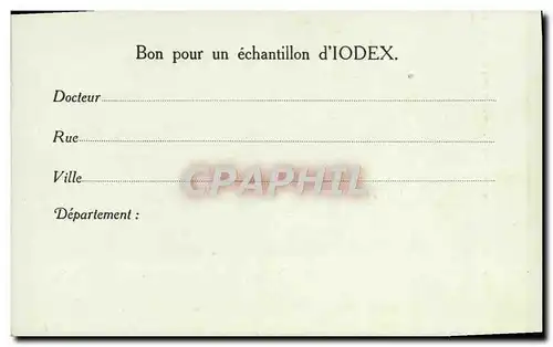 Carte postale Iodex Pierre Loudenot Pharmacien Boulevard de Strasbourg Paris 10eme