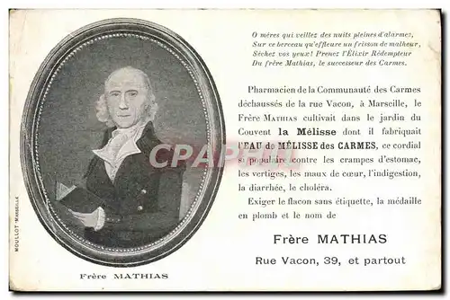 Cartes postales Frere Mathias Rue Vacon Pharmacien de la Communaute des Carmes