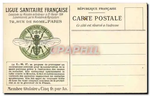 Cartes postales Ligue Sanitaire Francaise Rue de Rome Paris Moustique