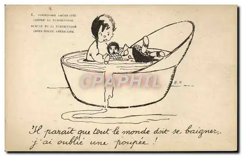 Cartes postales Tuberculose Enfant Microbes