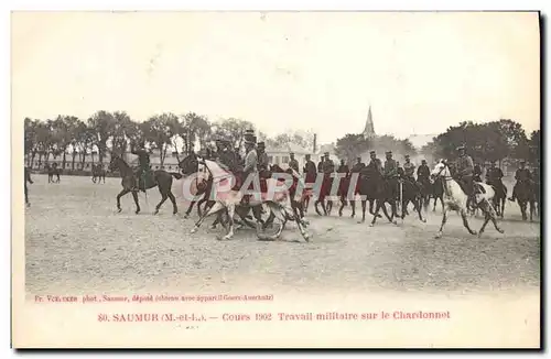 Cartes postales Hippisme Cheval Saumur Cours 1902 Travail militaire sur le Chardonnet