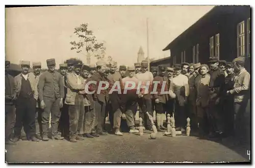 CARTE PHOTO Jeu de quilles Militaria