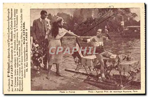 Cartes postales Courbevoie Mlle Mistinguett au depart du raid Paris Londres hydrocycle par Rene Savard Calais Do