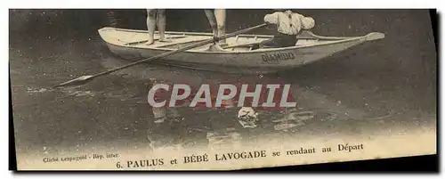 Cartes postales Natation Paulus et Bebe Lavogade se rendant au depart TOP