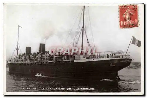 Ansichtskarte AK Bateau Paquebot Le Havre Transatlantique La Touraine