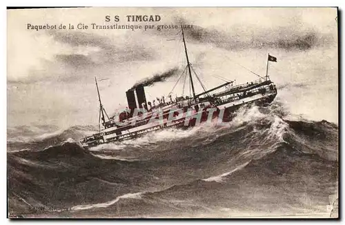 Ansichtskarte AK Bateau SS Timgad Paquebot de la Cie Transatlantique par grosse mer