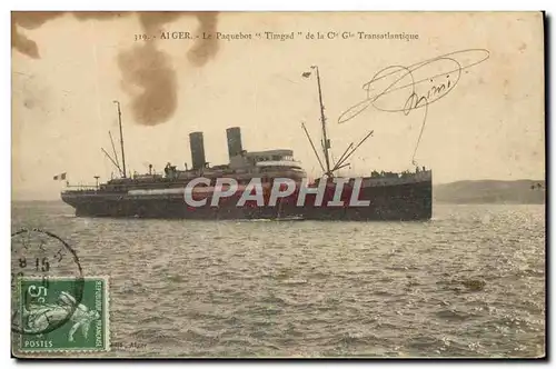 Cartes postales Bateau Paquebot Timgad de la Cie Gle Transatlantique Alger