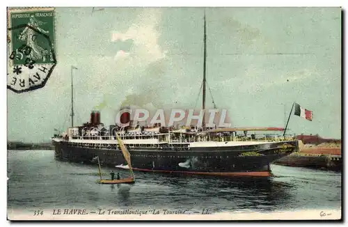 Cartes postales Bateau Paquebot Le Havre Le Transatlantique la Touraine