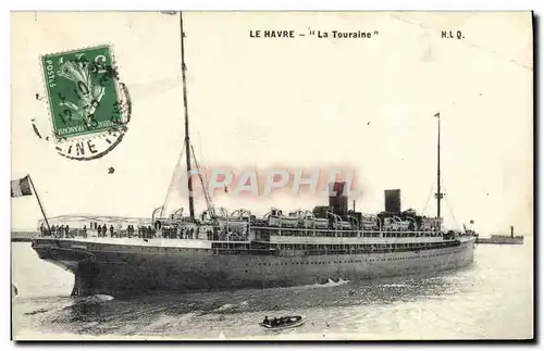 Ansichtskarte AK Bateau Paquebot Le Havre La Touraine