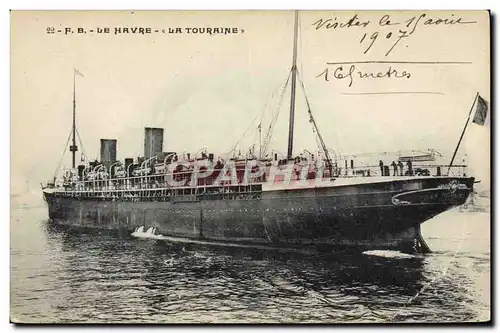 Ansichtskarte AK Bateau Paquebot La Touraine Le Havre