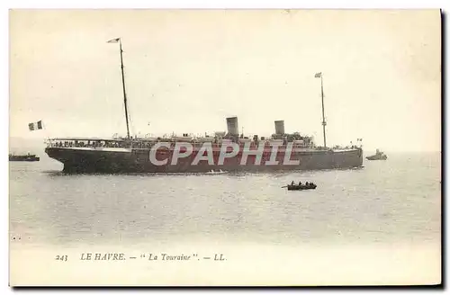 Ansichtskarte AK Bateau Paquebot la Touraine Le Havre