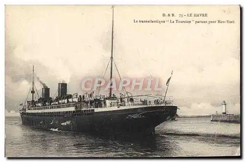 Ansichtskarte AK Bateau Paquebot Le Havre Le Transatlantique La Touraine passant par New York