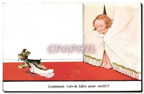 Cartes postales Fantaisie Illustrateur Enfant Chien