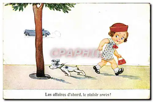 Cartes postales Fantaisie Illustrateur Enfant Chien