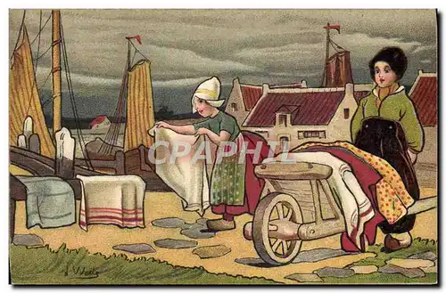 Ansichtskarte AK Fantaisie Illustrateur Wells Enfants Pays-Bas