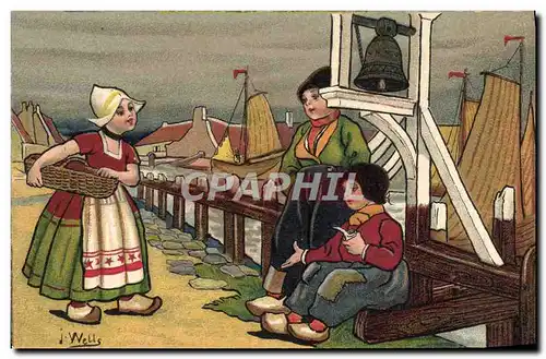 Cartes postales Fantaisie Illustrateur Wells Enfants Pays-Bas Cloche