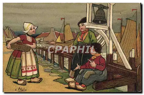 Cartes postales Fantaisie Illustrateur Wells Enfants Pays-Bas Cloche