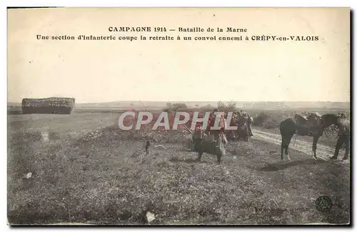Cartes postales Militaria Bataille de la Marne Une section d&#39infanterie coupe la retraite a un convoi ennemi