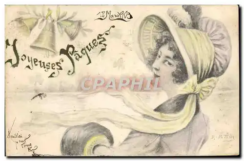 Cartes postales Fantaisie Illustrateur Femme Paques