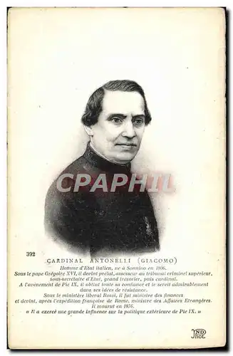 Cartes postales Cardinal Antonelli Homme d&#39Etat italien