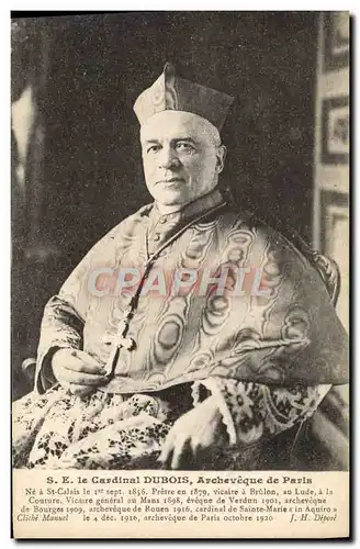 Cartes postales SE le cardinal Dubois Archeveque de Paris ne a St Calais
