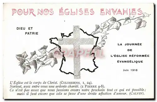 Cartes postales Pour nos eglises envahies Dieu et patrie Journee de l'eglise reformee evangelique