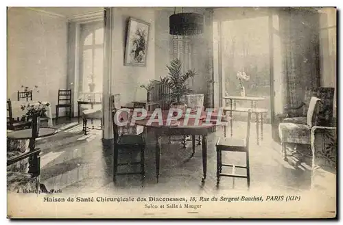 Cartes postales Maison de sante chirurgicale des Diaconesses Rue du Sergent Bauchat Paris Salon et salle a mange
