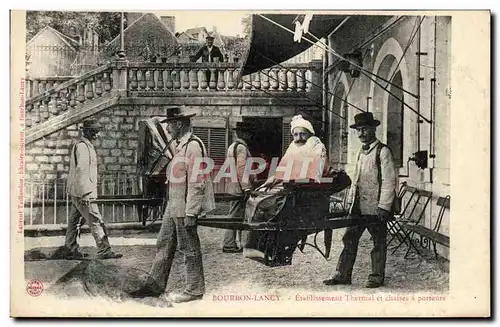 Cartes postales Bourbon Lancy Etablissement thermal et chaises a porteurs