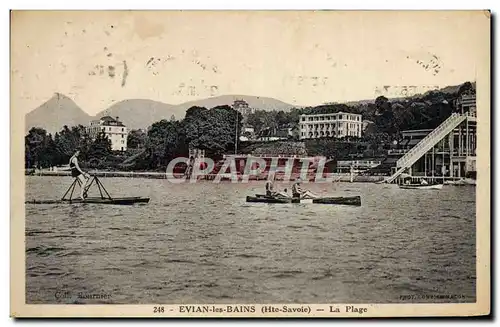 Ansichtskarte AK Aviron Evian les Bains La plage