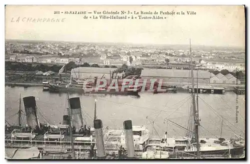 Cartes postales Bateau Saint Nazaire Vue generale Le bassin de Penhoet et la ville de La Ville Halluard a Toutes