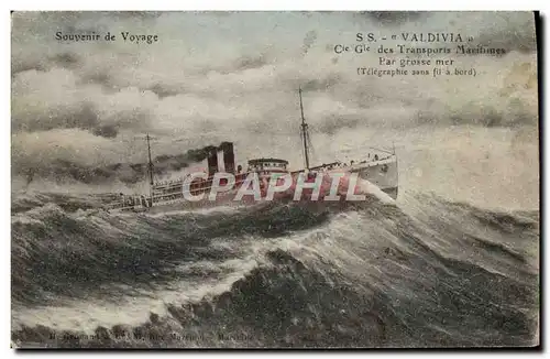 Cartes postales Bateau Paquebot SS Valdivia Cie Gle des Transports maritimes par grosse mer