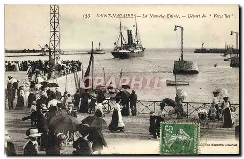 Cartes postales Bateau Paquebot Saint Nazaire la nouvelle entree Depart du Versailles