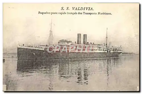 Ansichtskarte AK Bateau Paquebot SS Valdivia Paquebot poste rapide francais des Transports Maritimes