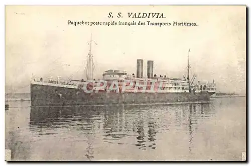 Cartes postales Bateau Paquebot SS Valdivia Paquebot poste rapide francais des Transports Maritimes