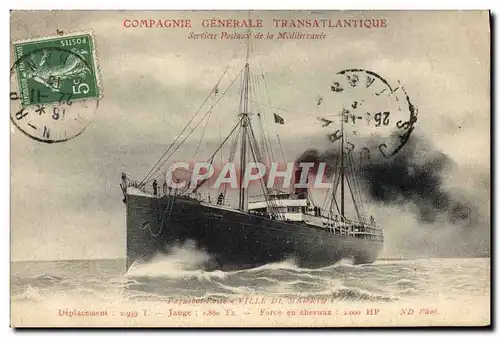 Cartes postales Bateau Paquebot Compagnie Generale Transatlantique Poste Ville de Madrid