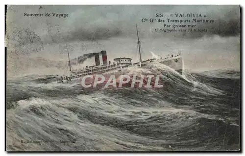 Cartes postales Bateau Paquebot SS Valdivia Cie Gle des Transports Maritimes