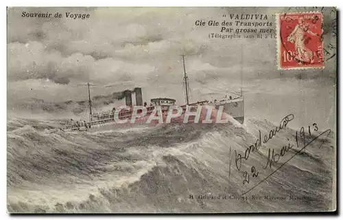 Ansichtskarte AK Bateau Paquebot Valdivia Cie Gle des transports maritimes