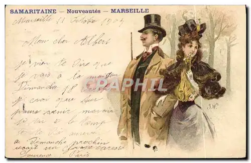 Cartes postales Fantaisie Illustrateur Samaritaine Marseille Femme