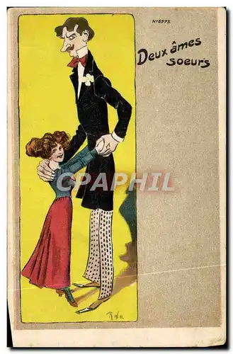 Cartes postales Fantaisie Illustrateur Femme Deux ames soeurs